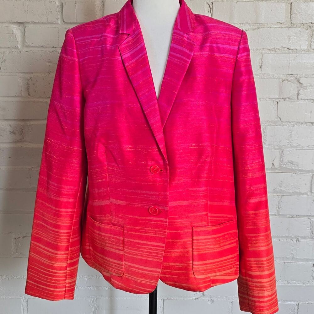 ​Chaus Hot Pink Orange Ombre Power Blazer Jacket ┃Vibrant Dopamine Dressing